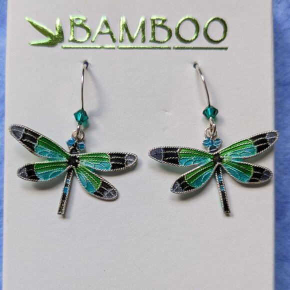 BAMBOO Jewelry - Dragonfly cloisonne enamel earrings